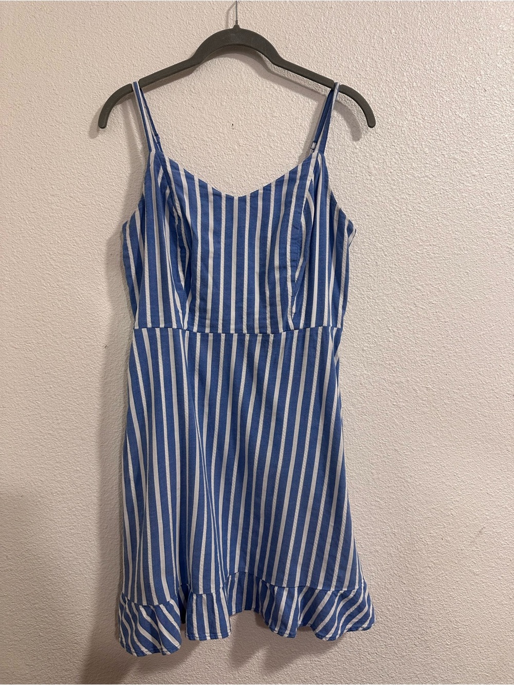 Old Navy Blue & White Vertical Stripe Mini Dress